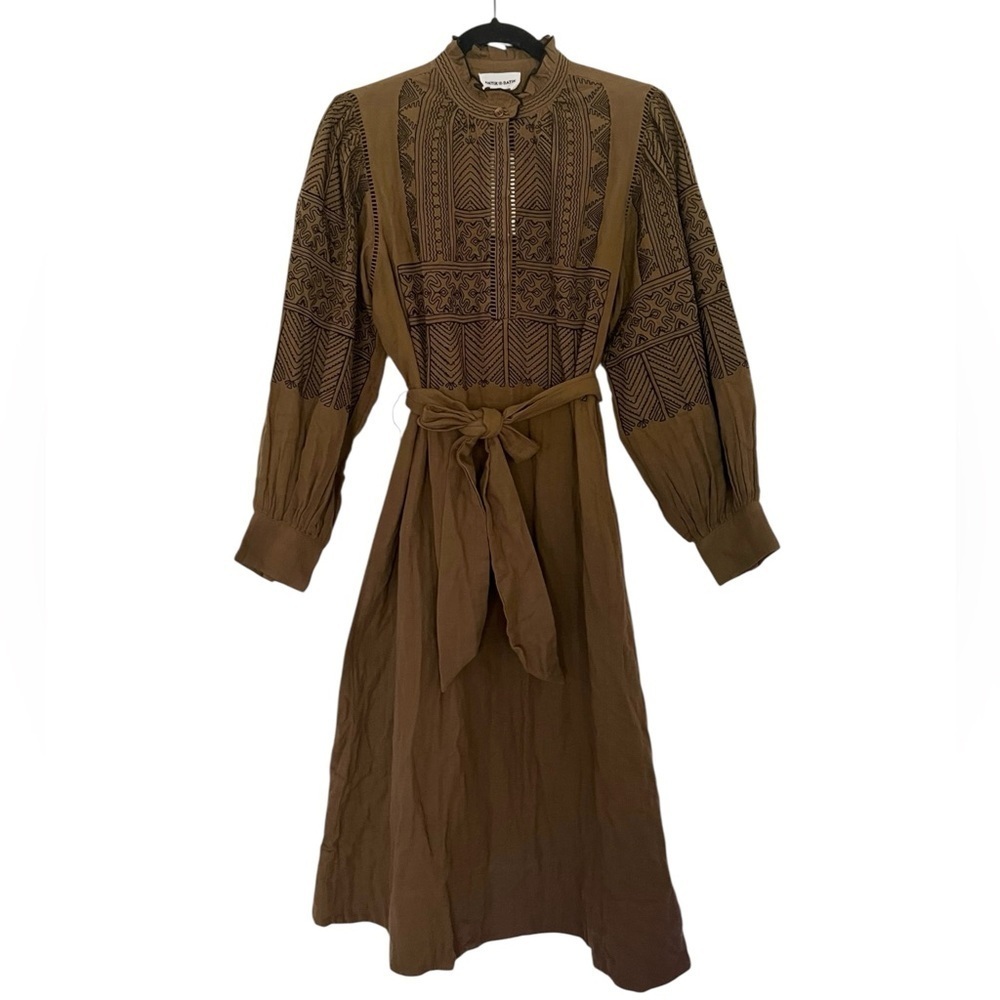 Antik Batik Svetlana Embroidered Dress in Camel NWT Medium 40